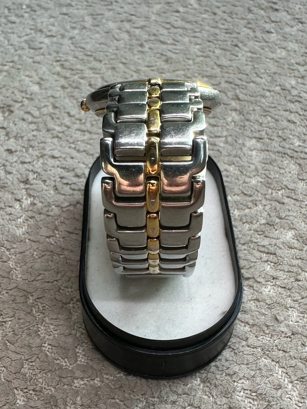 Cyma 33mm Two-Tone Quartz Watch, New Battery, White Dial, Gold Bezel 02-0001-003